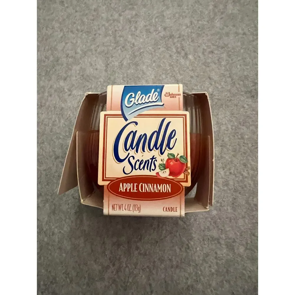Glade Candle Scents Jar‎ Strawberries & Cream 1996 & Apple Cinnamon 1997 2Pc VTG